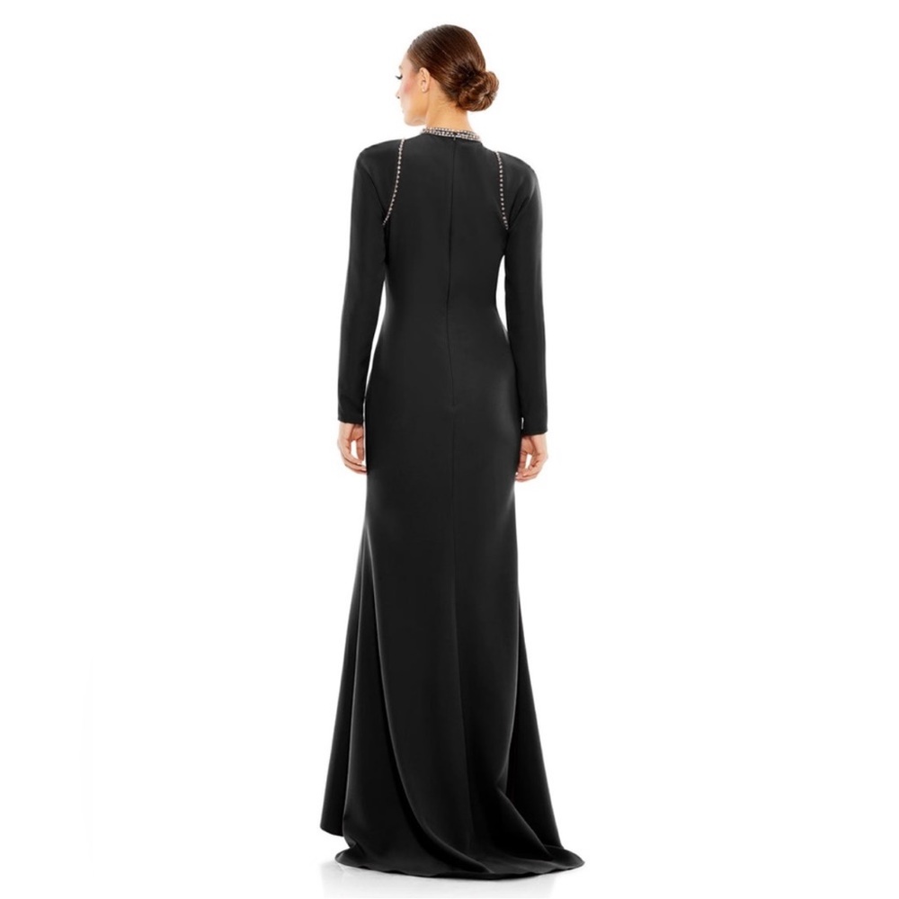 Mac Duggal 26612 Size 2 Black Jeweled Long Sleeve Full Length Gown Maxi Dress - Picture 3 of 5